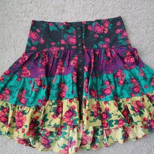 Betsey Johnson Tiered Floral Mini Skirt